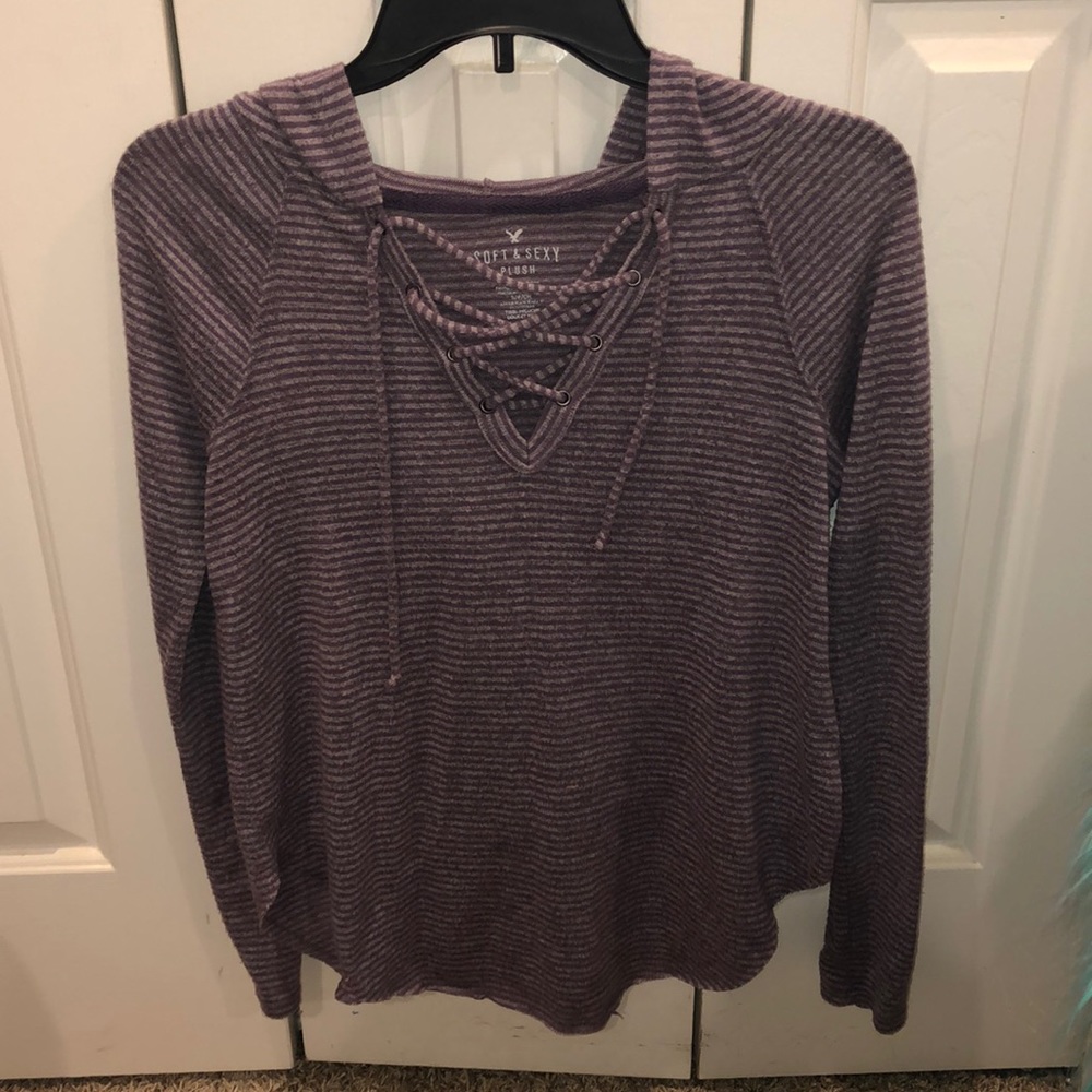 Striped American Eagle Soft & Sexy Plush Hoodie